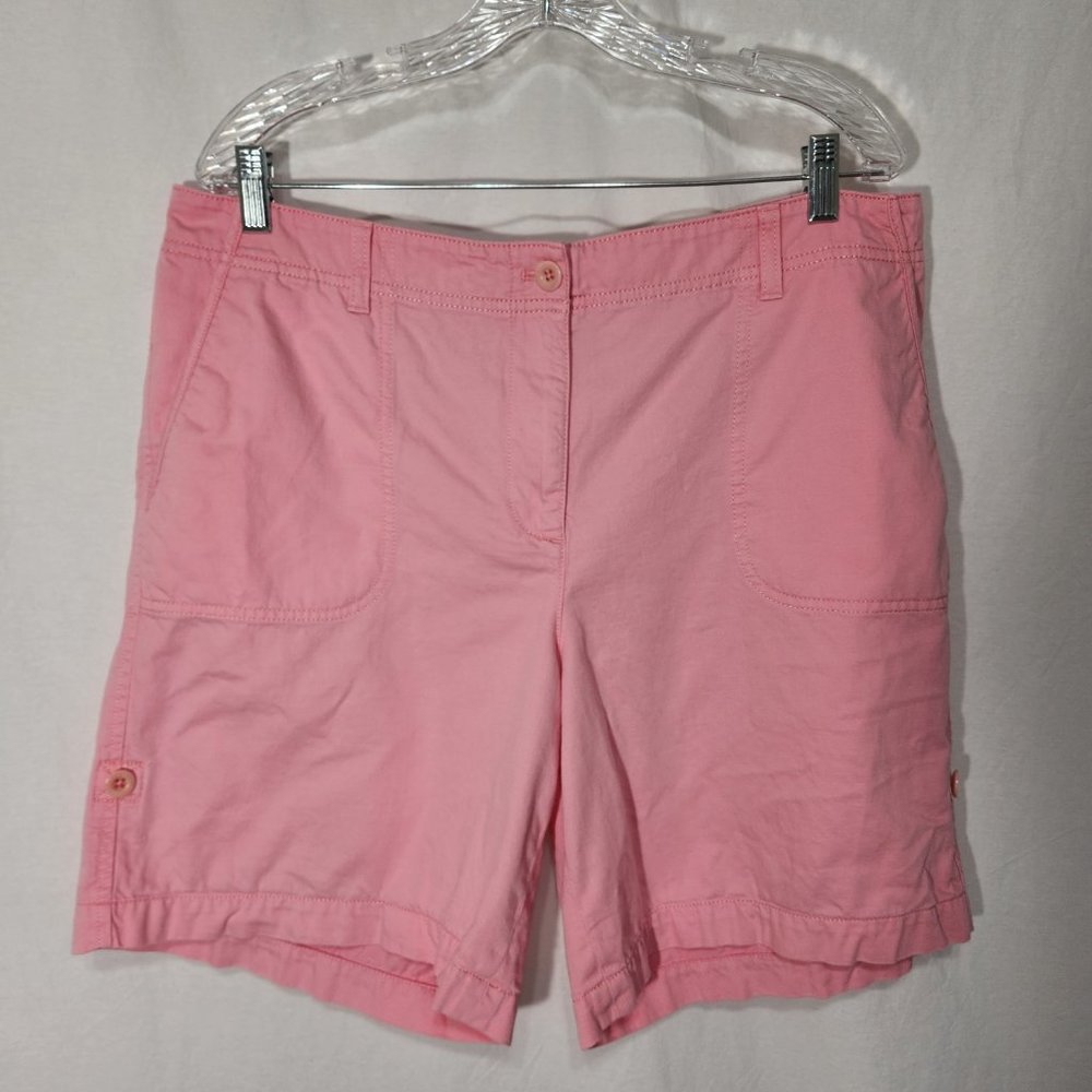 TALBOTS TALBOTS Gorpcore PINK Semi Elastic Waist Roll Leg Bermuda Short Size 16.